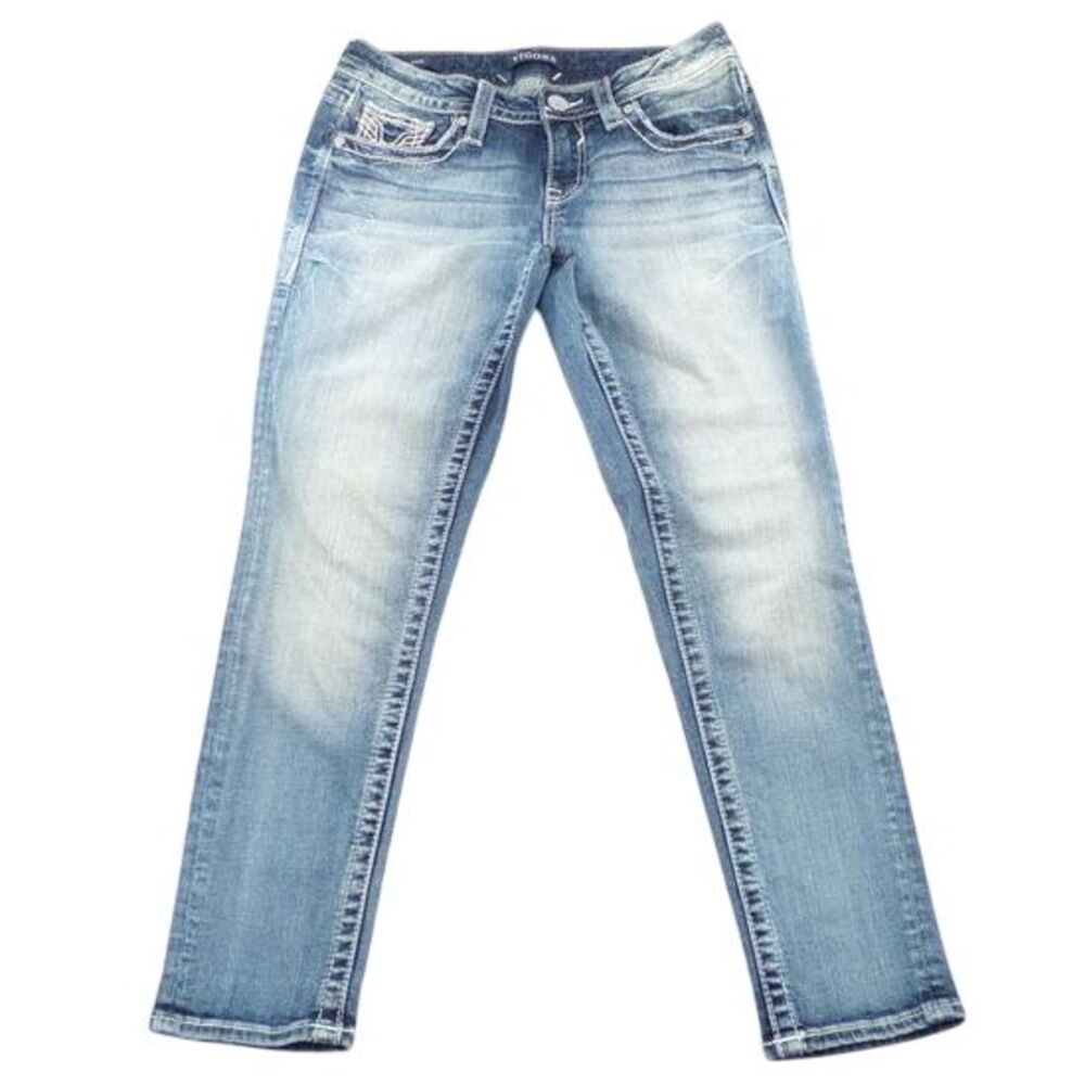 Vigoss Capri Light Wash Embellished Pocket Straight Leg‎ Jeans Size 2 - Picture 2 of 9